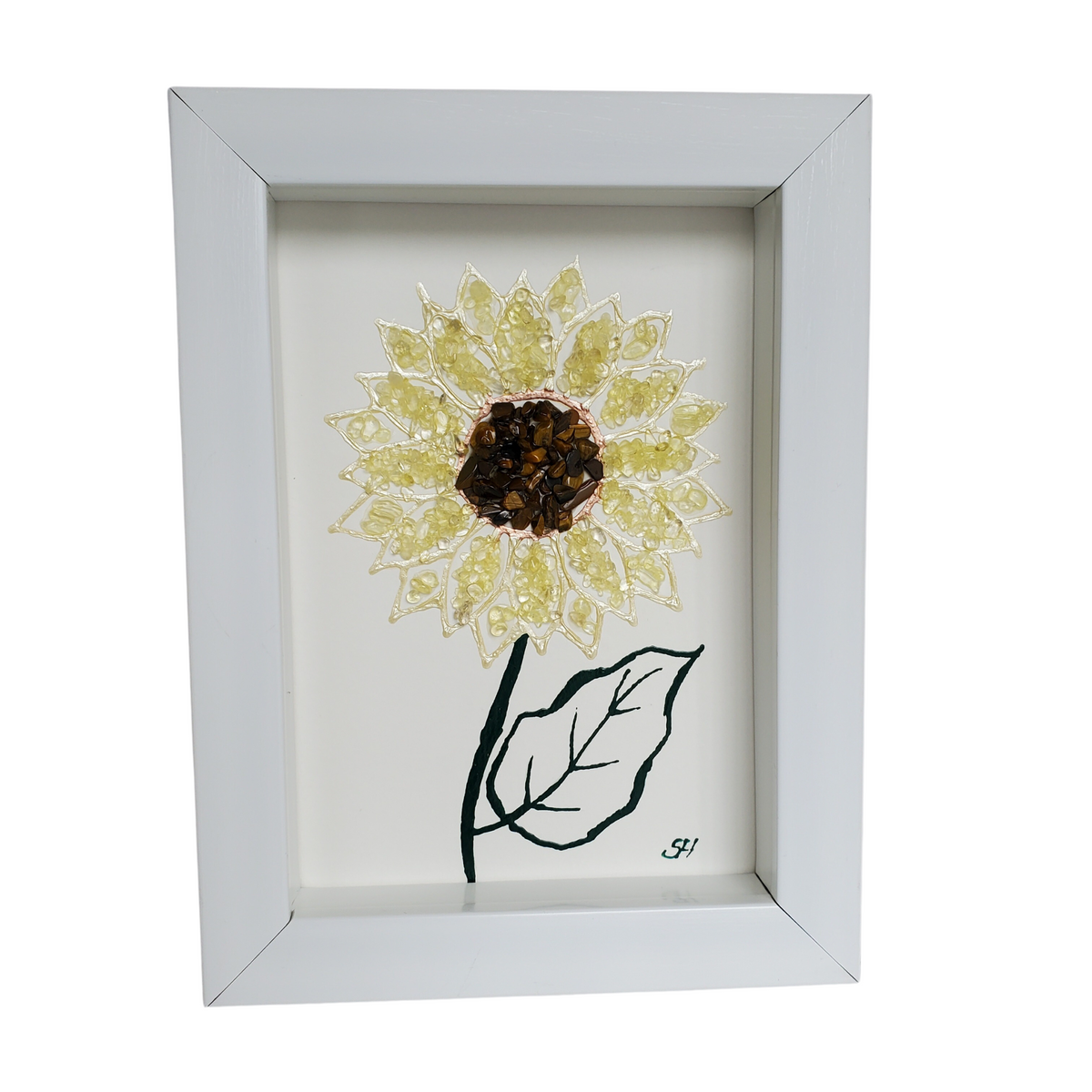 Sunflower Citrine & Tiger's Eye Shadowbox Art – Love Creations by