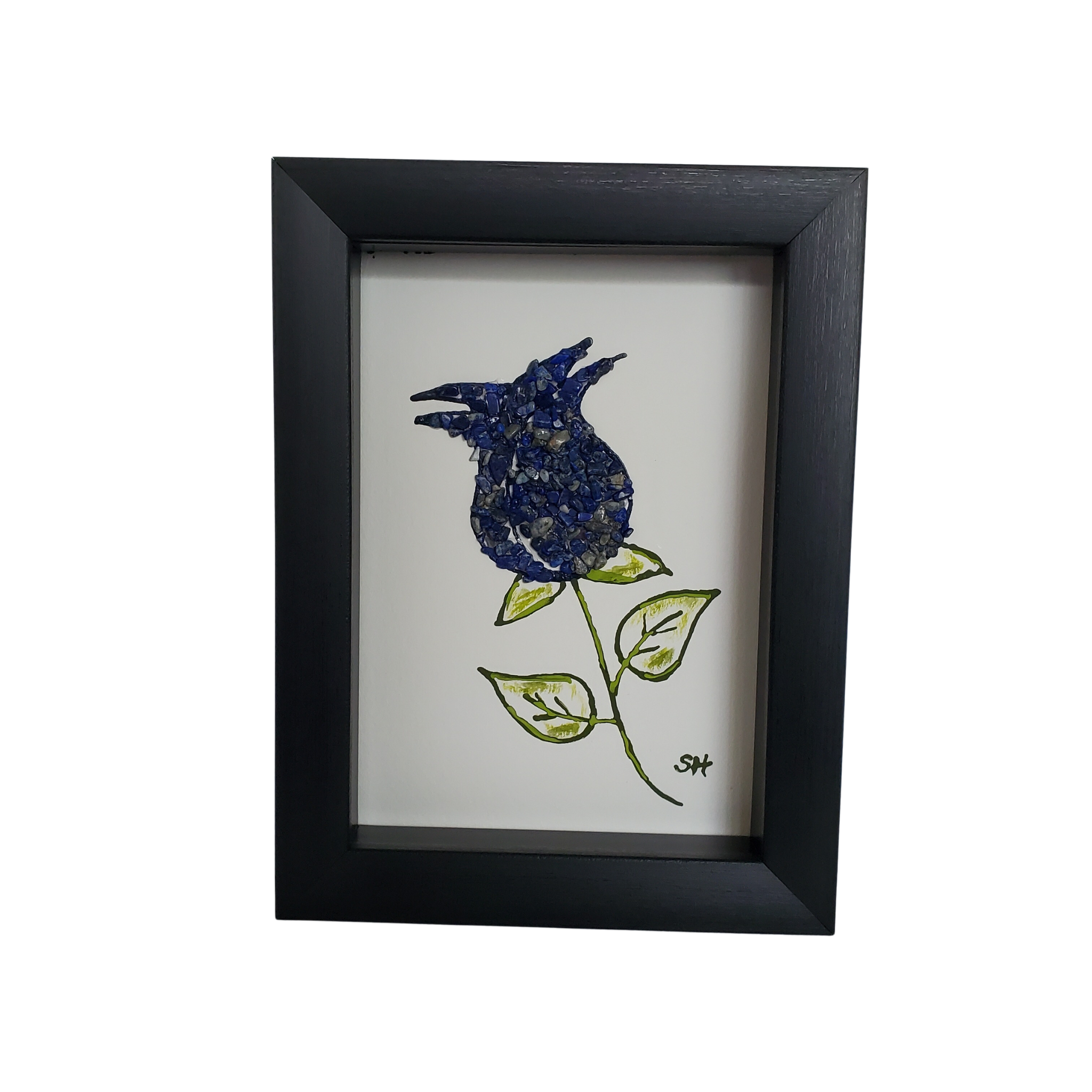 Rose Lapis Lazuli Shadowbox Art