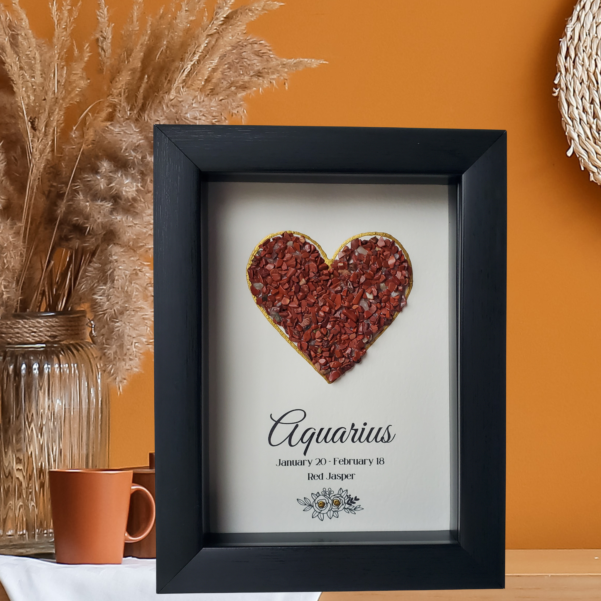 Aquarius Red Jasper Shadowbox Art