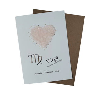 Virgo Rose Quartz Zodiac Greeting Card