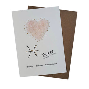 Pisces Rose Quartz Zodiac Greeting Card