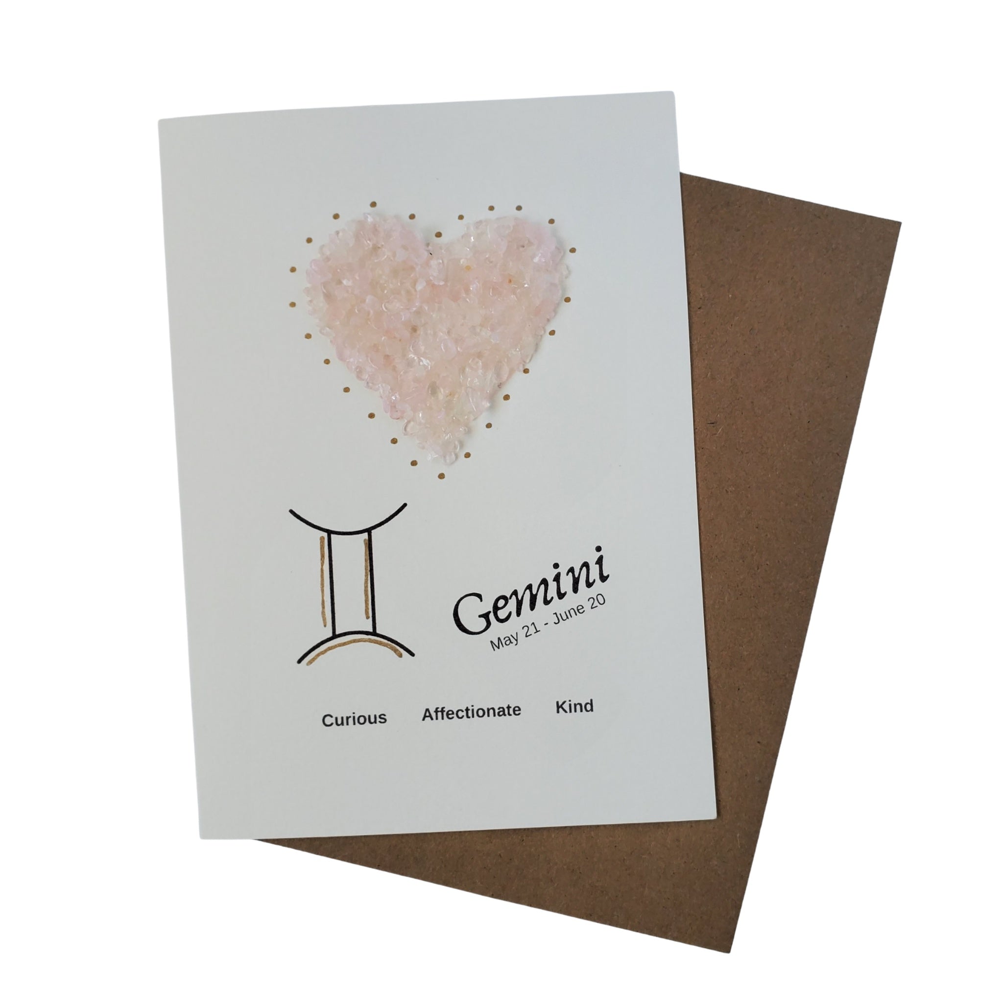 Gemini Zodiac Rose Quartz Greeting Card