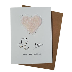 Leo Rose Quartz Zodiac Greeting Card