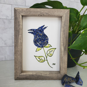 Rose Lapis Lazuli Shadowbox Art