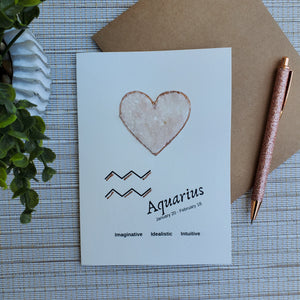 Aquarius Rose Quartz Zodiac Greeting Card