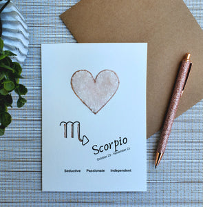 Scorpio Rose Quartz Greeting Card