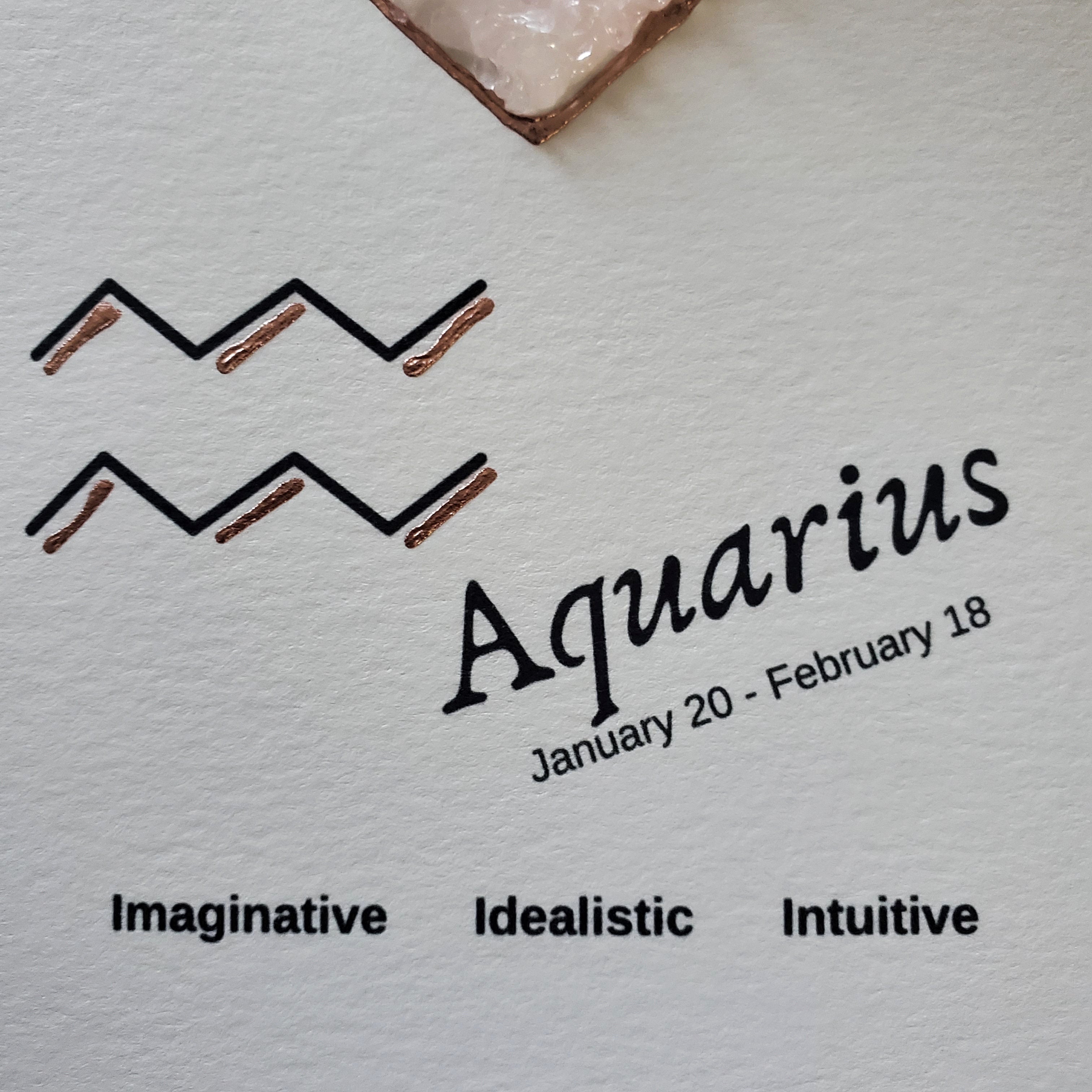 Aquarius Rose Quartz Zodiac Greeting Card