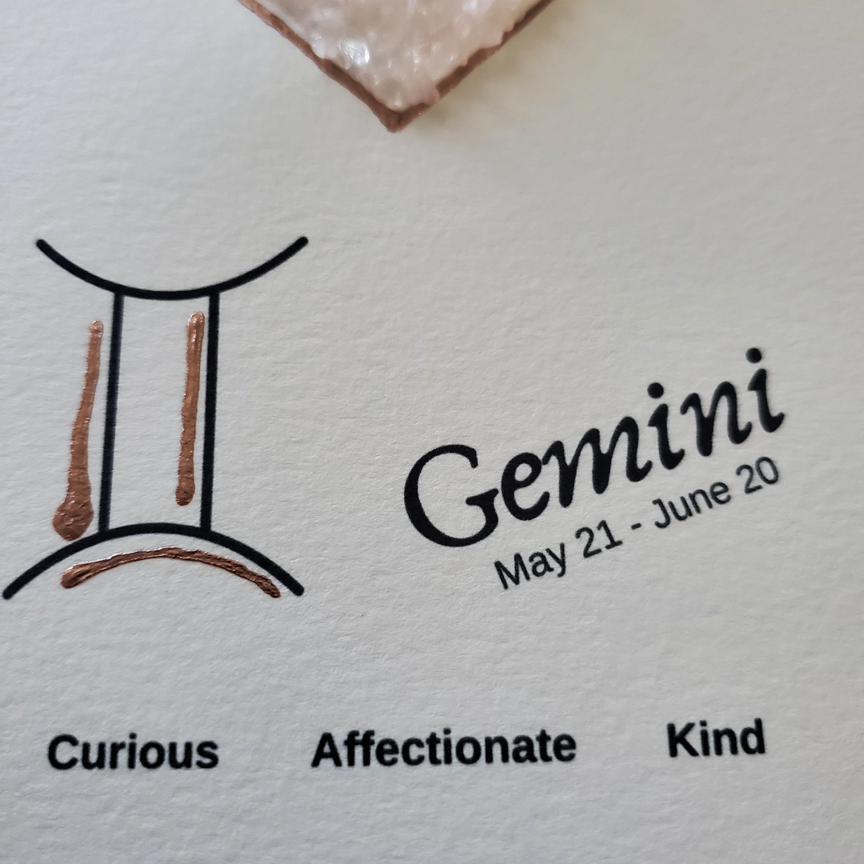 Gemini Zodiac Rose Quartz Greeting Card