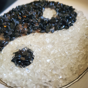Yin-Yang Shadow Box — Black Tourmaline & Clear Quartz (Balance & Protection)