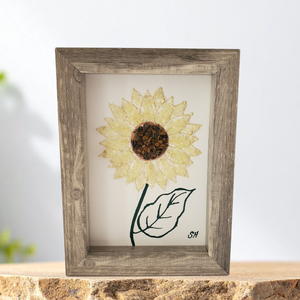 Sunflower Gemstone Shadow Box – Citrine & Tiger’s Eye