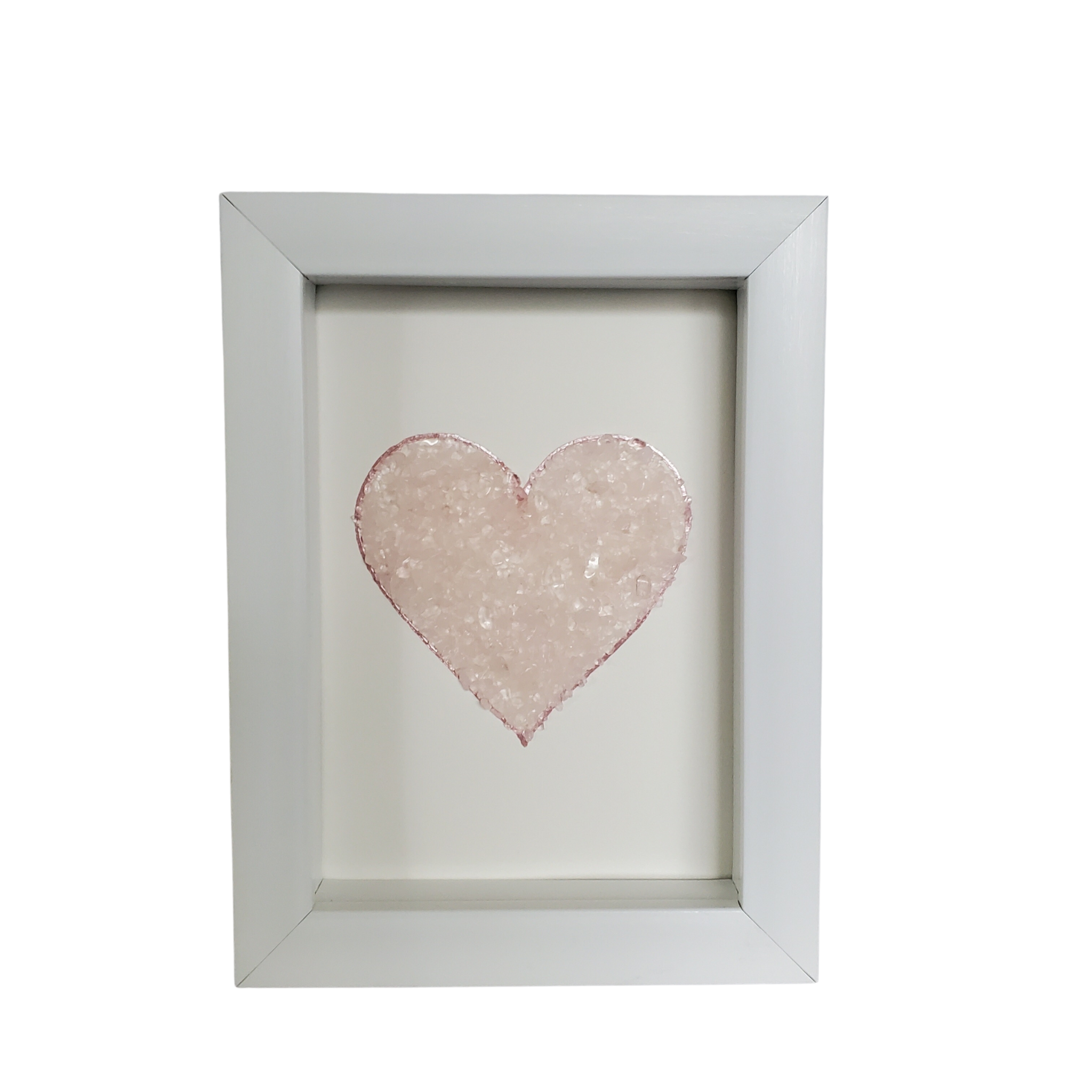 Heart Rose Quartz Shadowbox Art