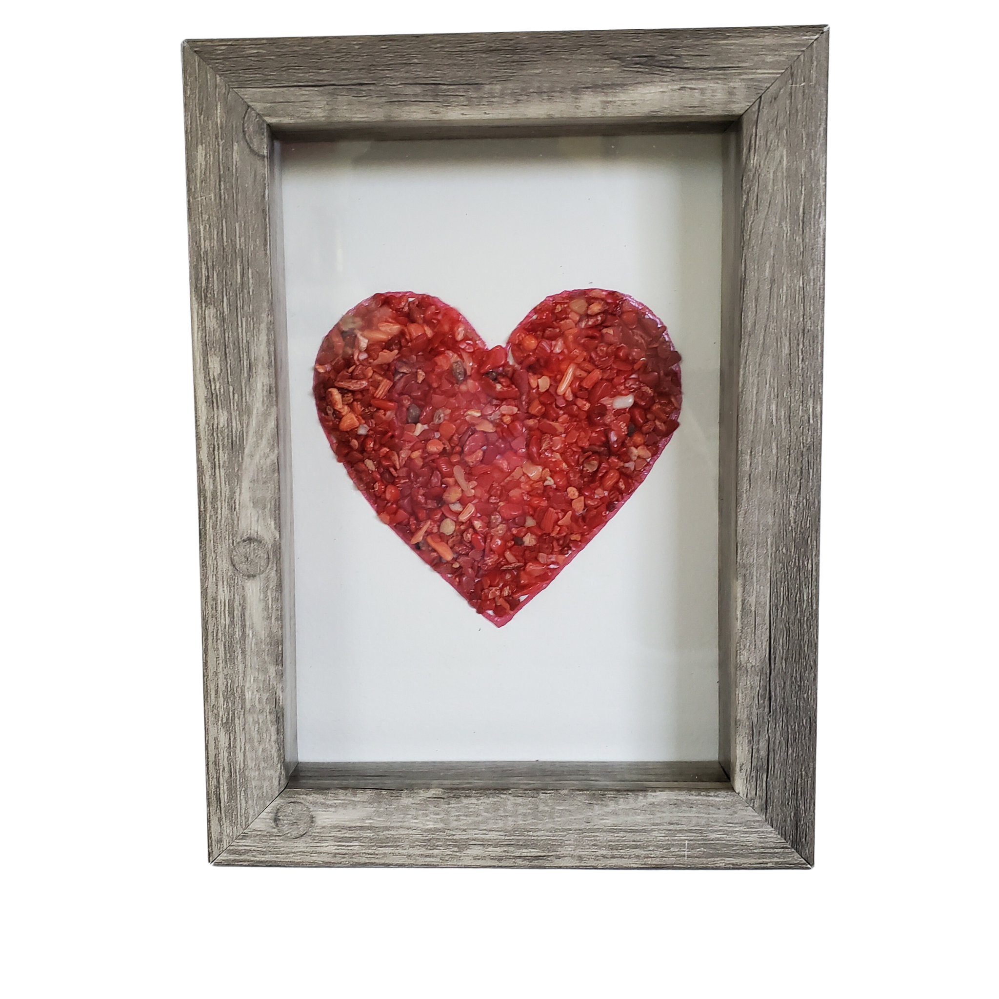 Heart Red Coral Shadowbox Art