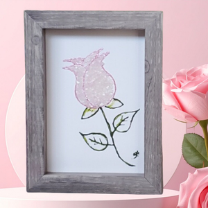 Rose Quartz Rose Card with Keepsake Frame — Love & Harmony