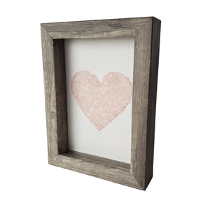 Heart Rose Quartz Shadowbox Art